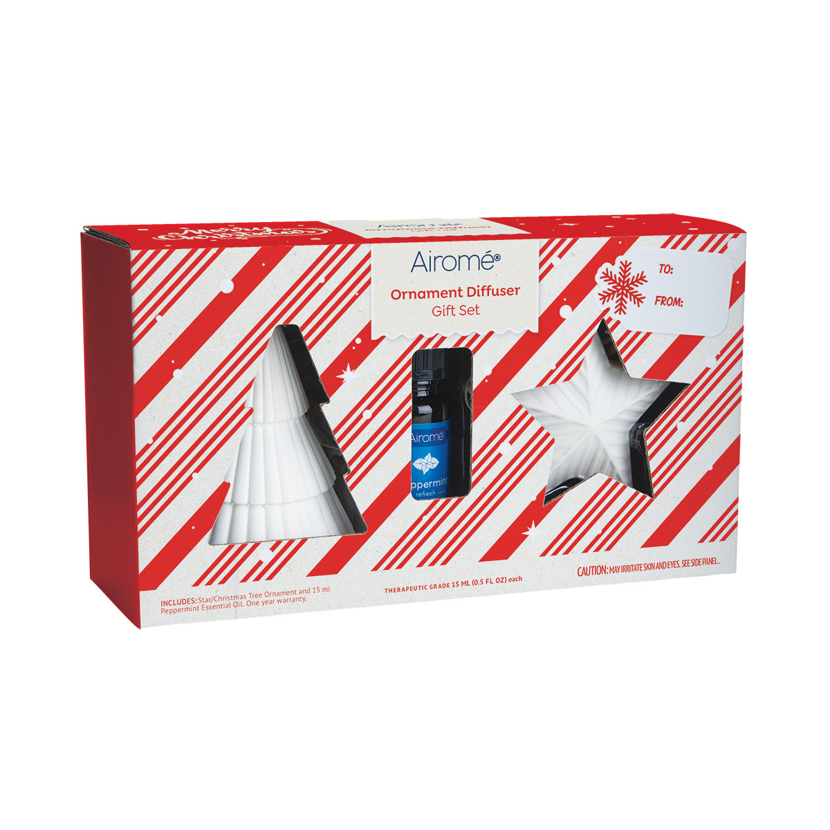 Add festive cheer to your home with our Tinsel and Twinkle Diffuser Set! Featuring porcelain Christmas tree and star ornament diffusers, plus a 10mL bottle of peppermint essential oil, it’s the perfect way to decorate and refresh your space with holiday spirit.