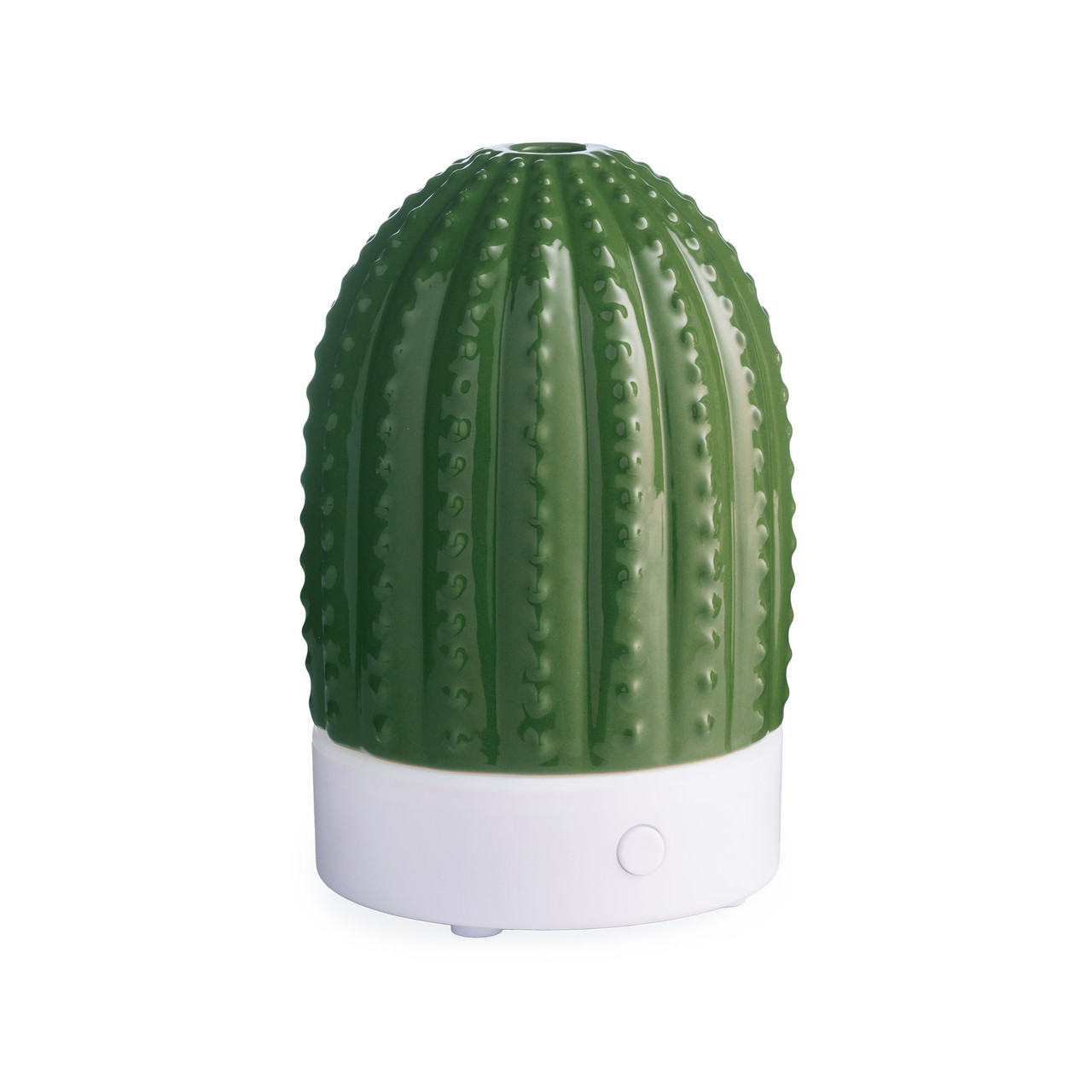 Bring a touch of nature indoors with the Cactus USB Ultrasonic Diffuser. This chic botanical accent is finished in soft celadon green with embossed details.